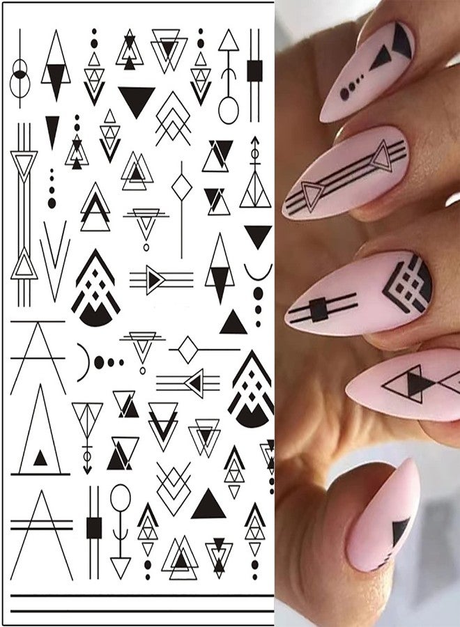 winthrop 10 Sheets Black White Geometric Nail Art Stickers Decals 3D Self-Adhesive DIY Geometry Triangular Rhombus Minimalist Design Acrylic Nails Supplies Manicure Decorations Tip for Women Men - Image 2